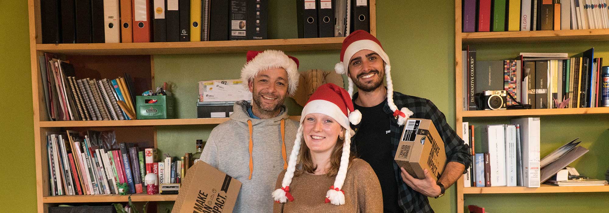 Guillaume and the 2 first SAOLA employees - Maxime et Apolline