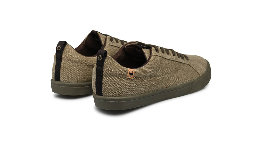 men's brown shoes overview from behind