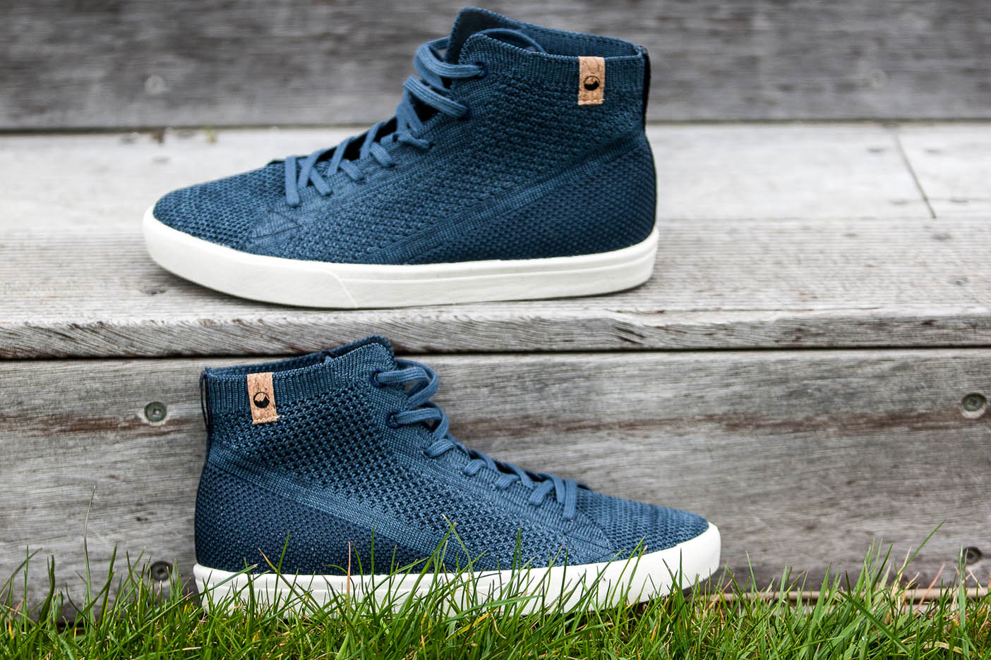 women's navy shoes from left and right side