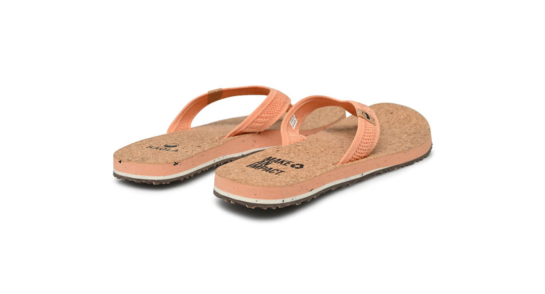women's peach sandals overview from behind