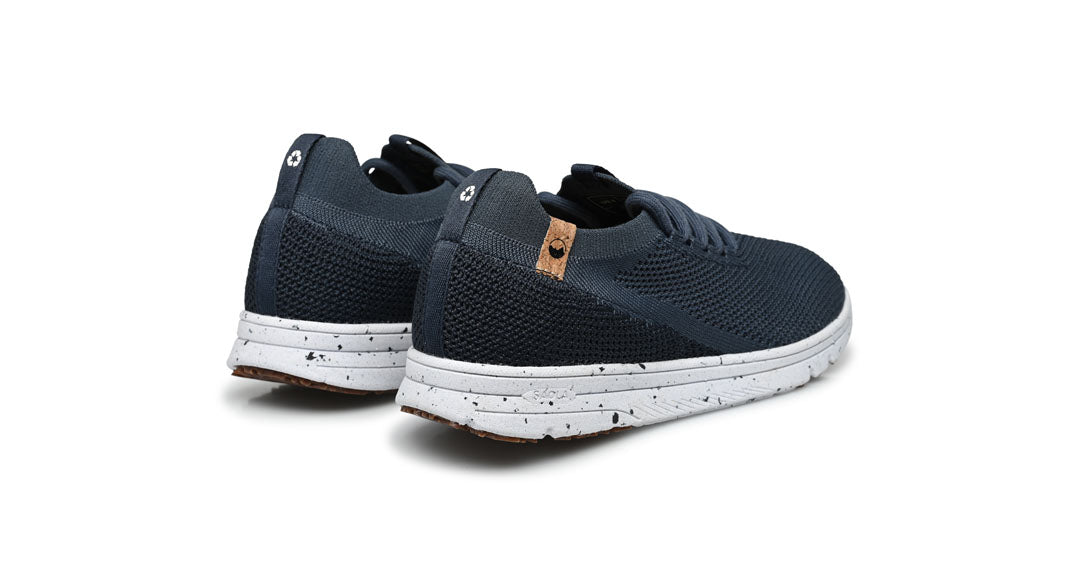 women's navy shoes overview from behind