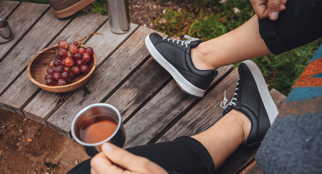 vegan leather shoes made from grape resin and recycled PET