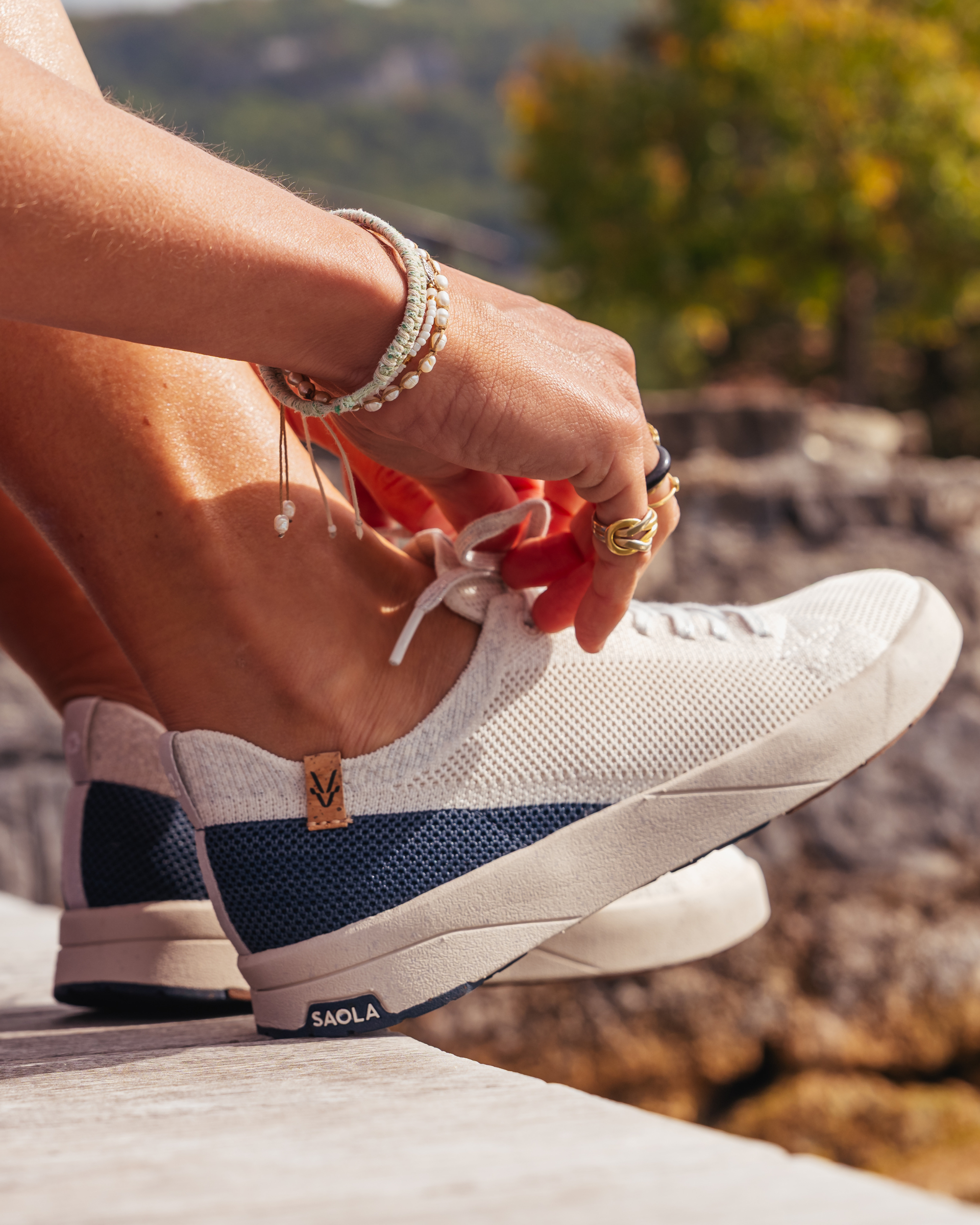 Cannon Knit 2.0 W White Navy - SAOLA SHOES