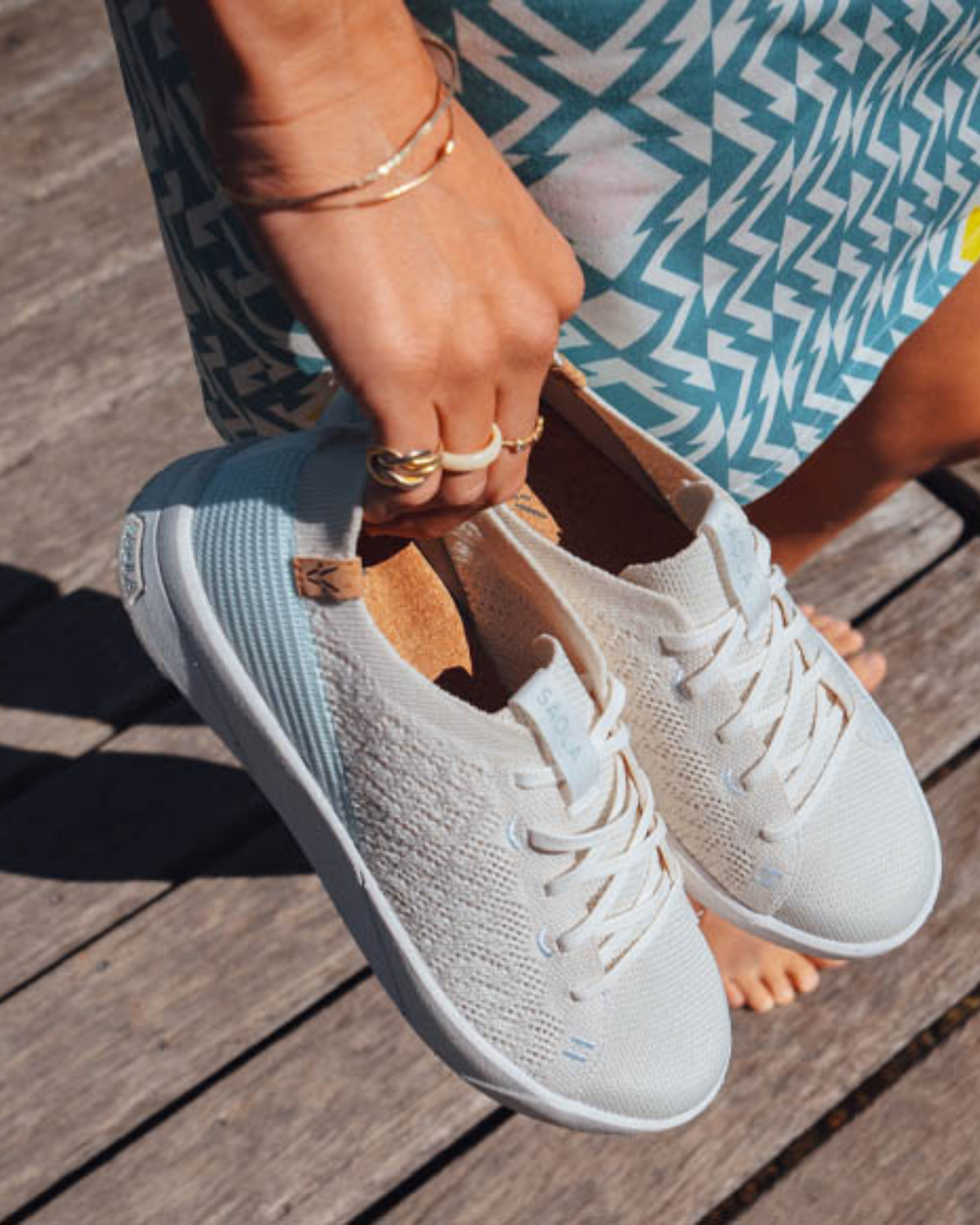 Cannon Knit 3 W White Pale Blue - SAOLA SHOES