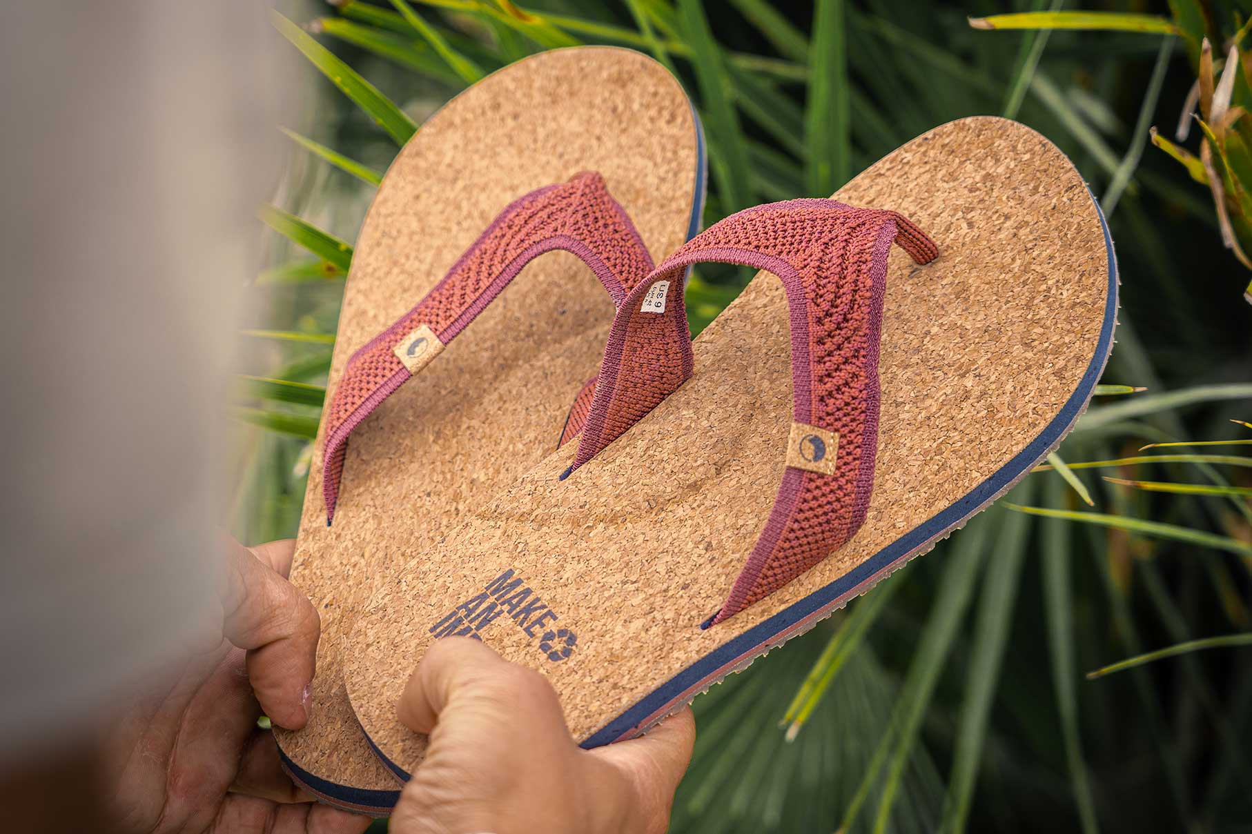 Burgundy flip store flops